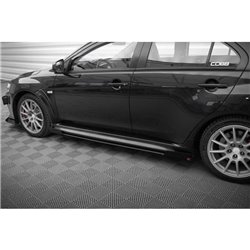 Maxton - Street Pro Rajouts Des Bas De Caisse Mitsubishi Lancer EVO X Noir-Rouge + Rabats Brillant