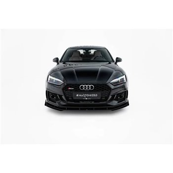 Maxton - Street Pro Lame Du Pare-Chocs Avant Audi RS5 Coupe / Sportback F5 Noir-Rouge + Rabats Brillant