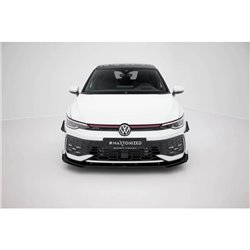 Maxton - Street Pro Lame Du Pare-Chocs Avant Volkswagen Golf GTI / GTE / R-Line Mk8 Facelift Noir-Rouge + Rabats Brillant
