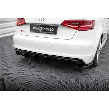 Maxton - Diffuseur Arrière Complet Audi A3 S-Line Sportback 8V (Version avec double embout d'échappement d'un côté) Version avec