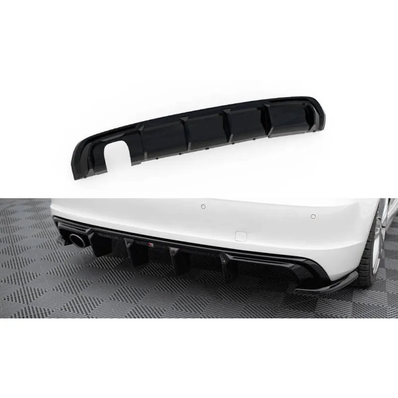 Maxton - Diffuseur Arrière Complet Audi A3 S-Line Sportback 8V (Version avec embouts d'échappement simples d'un côté) Version av