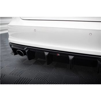 Maxton - Diffuseur Arrière Complet Audi A3 S-Line Sportback 8V (Version avec embouts d'échappement simples d'un côté) Version av