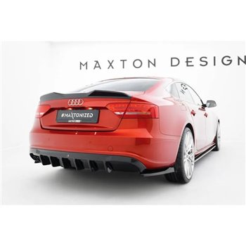 Maxton - Diffuseur Arrière Complet Audi A5 S-Line Sportback 8T (Version avec double embout d'échappement d'un côté) Version avec