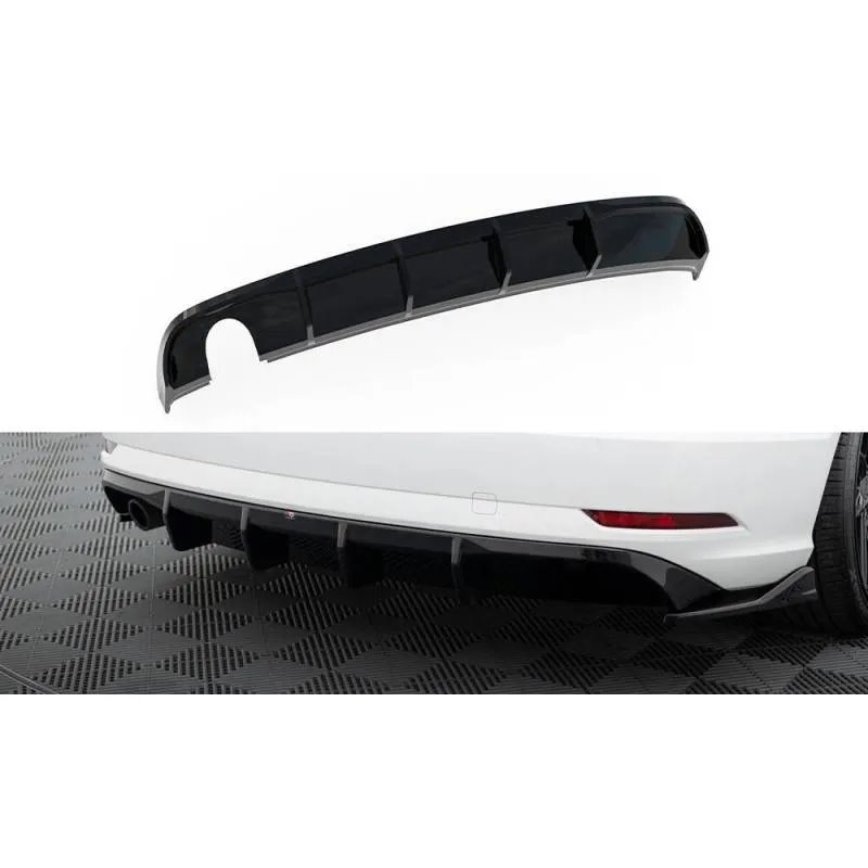 Maxton - Diffuseur Arrière Complet Audi A3 Sedan 8V Facelift (Version avec embouts d'échappement simples d'un côté) Version avec