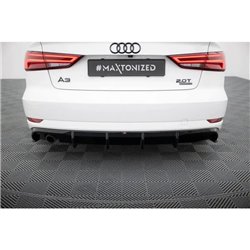 Maxton - Diffuseur Arrière Complet Audi A3 Sedan 8V Facelift (Version avec embouts d'échappement simples d'un côté) Version avec