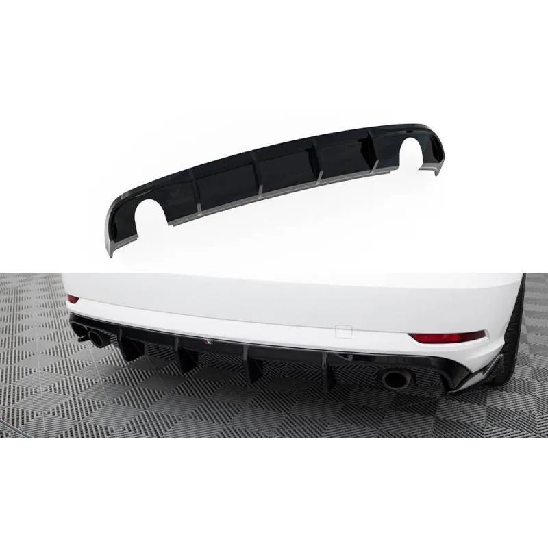 Maxton - Diffuseur Arrière Complet Audi A3 Sedan 8V Facelift (Version avec embouts d'échappement simples des deux côtés) Version