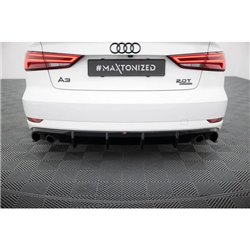 Maxton - Diffuseur Arrière Complet Audi A3 Sedan 8V Facelift (Version avec embouts d'échappement simples des deux côtés) Version