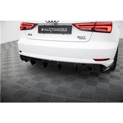 Maxton - Diffuseur Arrière Complet Audi A3 Sedan 8V Facelift (Version avec embouts d'échappement simples des deux côtés) Version