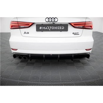 Maxton - Diffuseur Arrière Complet Audi A3 Sedan 8V Facelift (Version avec double embout d'échappement d'un côté) Version avec d