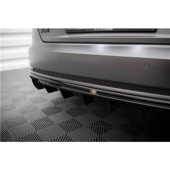 Maxton - Diffuseur Arrière Complet V.1 Audi A4 S-line B9 (Version avec embouts d'échappement simples des deux côtés) Version ave