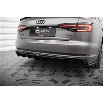 Maxton - Diffuseur Arrière Complet V.1 Audi A4 S-line B9 (Version avec embouts d'échappement simples des deux côtés) Version ave