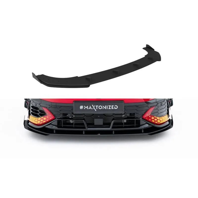 Maxton - Street Pro Lame Du Pare-Chocs Avant Volkswagen Golf GTI Clubsport Mk8 Facelift Noir-Rouge + Rabats Brillant