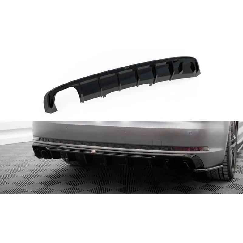 Maxton - Diffuseur Arrière Complet V.1 Audi A4 S-line B9 (Version avec double embout d'échappement d'un côté) Version avec doubl