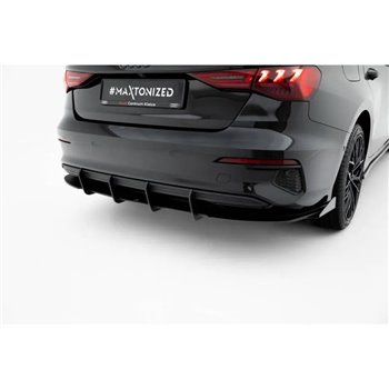 Maxton - Street Pro Central Diffuseur Arriere Audi A3 Sedan 8Y Noir-Rouge + Rabats Brillant
