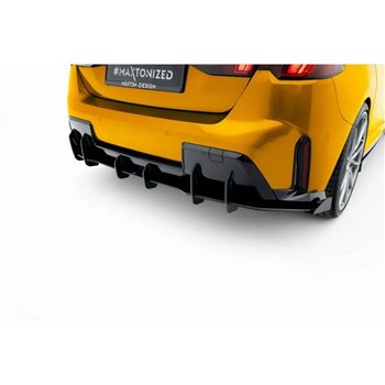 Maxton - Street Pro Central Diffuseur Arriere BMW 1 M-Pack F70 Noir + Rabats Brillant 