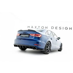 Maxton - Diffuseur Arrière Complet Audi A3 Sedan 8V (Version avec embouts d'échappement simples des deux côtés) Version avec emb