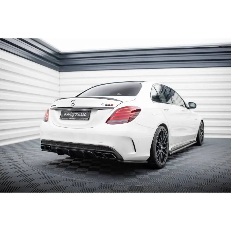 Maxton - RAJOUT DU PARE-CHOCS ARRIERE Mercedes C-Class Sedan / Estate W205 / S205 63AMG Noir Brillant