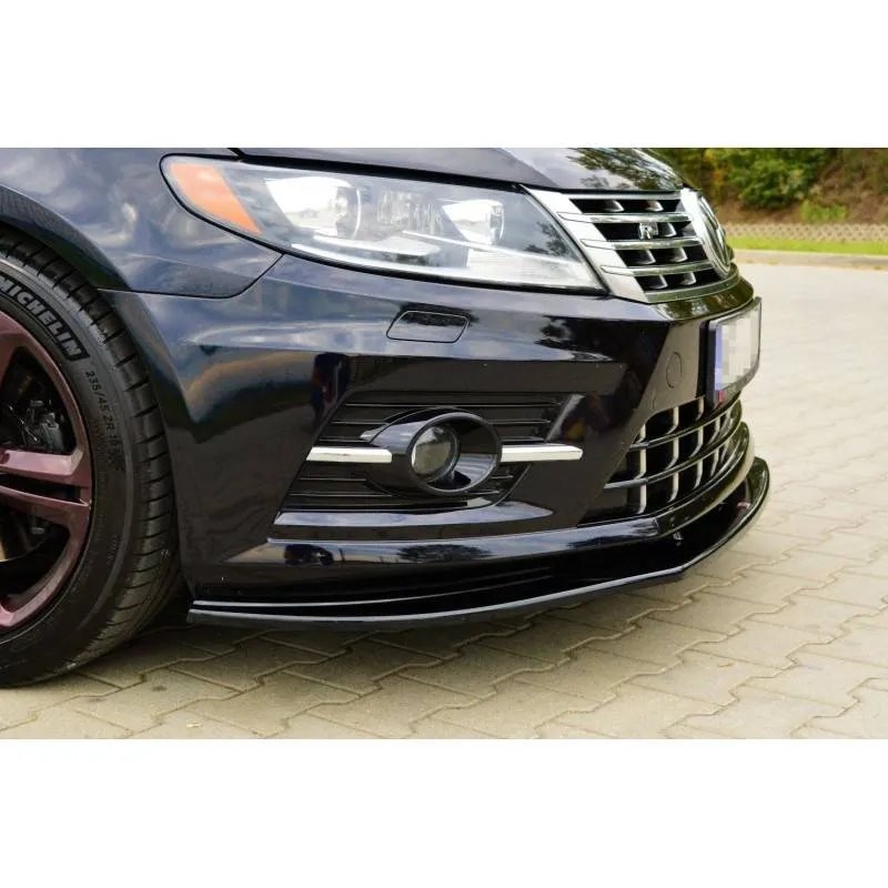 Maxton - LAME DU PARE-CHOCS AVANT / SPLITTER VOLKSWAGEN CC R-LINE Noir Brillant
