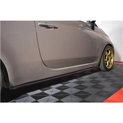 Maxton - SET DES DIFFUSEUR DES BAS DE CAISSE FIAT 500 HATCHBACK AVANT FACELIFT Noir Brillant