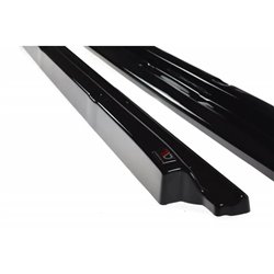 Maxton - SET DES DIFFUSEUR DES BAS DE CAISSE FIAT 500 HATCHBACK AVANT FACELIFT Noir Brillant
