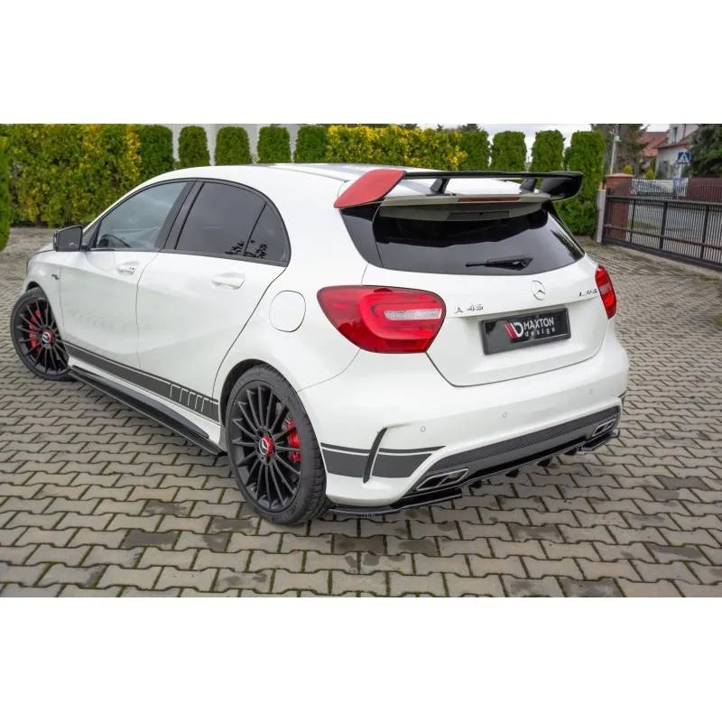 Maxton - LAME DU PARE-CHOCS ARRIERE Mercedes A45 AMG W176 Noir Brillant