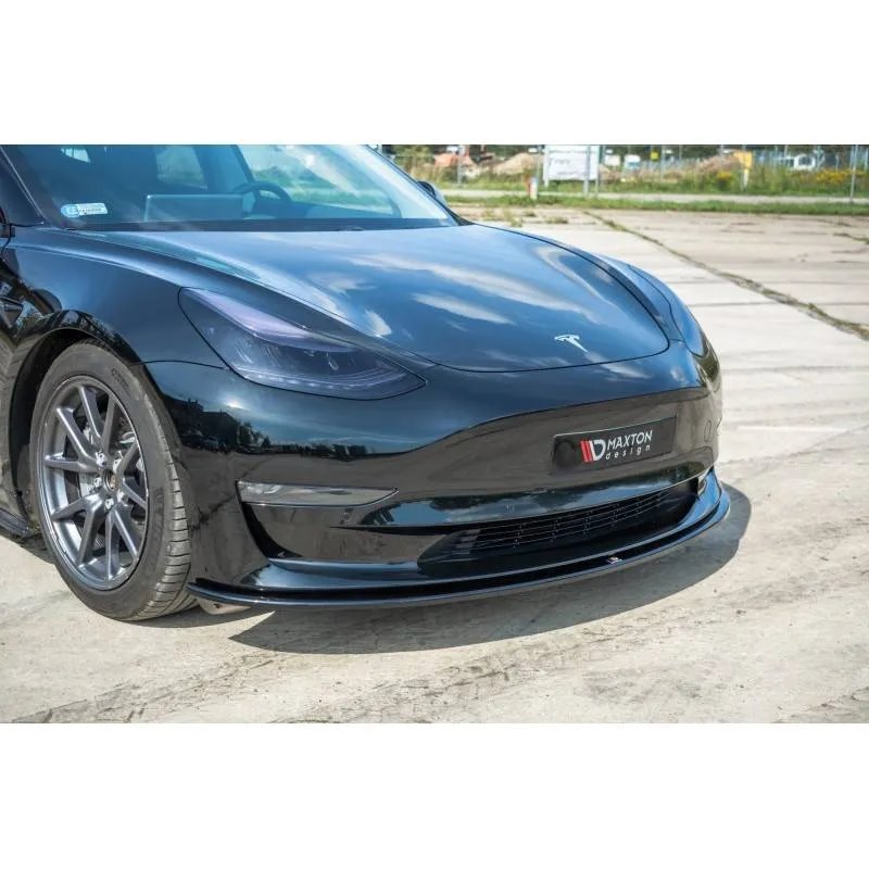 Maxton - Lame du pare-chocs avant / Splitter Tesla Model 3 Noir Brillant
