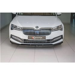 Maxton - Lame Du Pare-Chocs Avant V.2 Skoda Superb Liftback / Combi Mk3 Facelift Noir Brillant