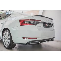 Maxton - Lame Du Pare-Chocs Arriere Skoda Superb Liftback / Combi Mk3 Facelift Noir Brillant