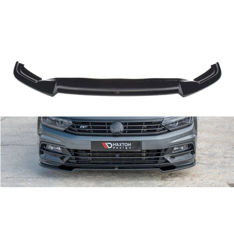 Maxton - Lame du pare-chocs avant / Splitter V.2 Volkswagen Passat R-Line B8 Noir Brillant