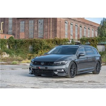Maxton - Lame du pare-chocs avant / Lame V.2 Volkswagen Passat R-Line B8 Noir Brillant