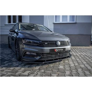 Maxton - Lame du pare-chocs avant / Lame V.1 Volkswagen Passat R-Line B8 Noir Brillant