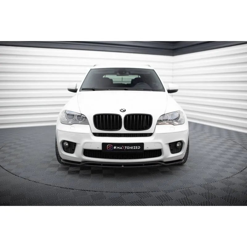 Maxton - Lame du pare-chocs avant / Splitter BMW X5 E70 Facelift M-pack Noir Brillant