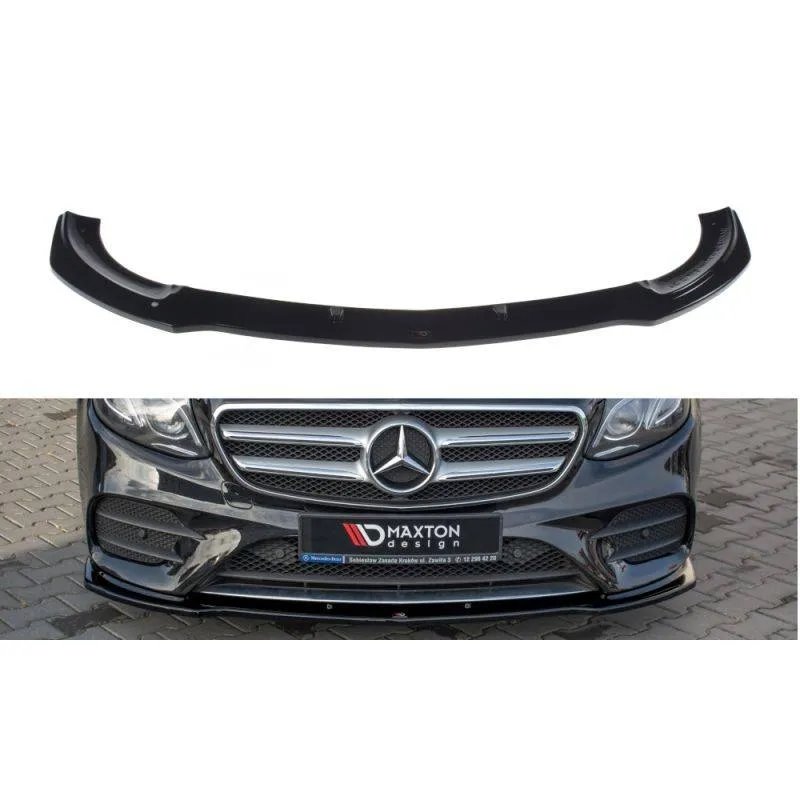 Maxton - Lame du pare-chocs avant / Splitter Mercedes-Benz E43 AMG / AMG-Line Sedan / Estate W213 / S213 Noir Brillant