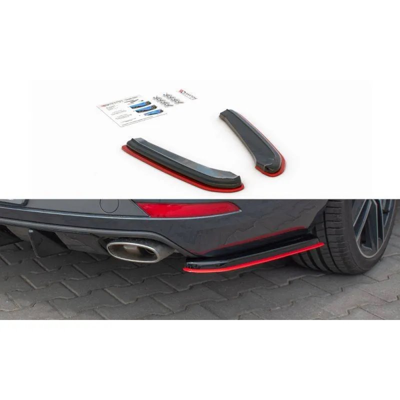 Maxton - Lame Du Pare-Chocs Arriere V.4 Seat Leon Cupra Mk3 FL Sportstourer Noir Brillant + Rouge