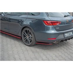 Maxton - Lame Du Pare-Chocs Arriere V.4 Seat Leon Cupra Mk3 FL Sportstourer Noir Brillant + Rouge