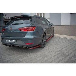 Maxton - Lame Du Pare-Chocs Arriere V.4 Seat Leon Cupra Mk3 FL Sportstourer Noir Brillant + Rouge