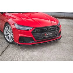 Maxton - Lame Du Pare-Chocs Avant V.2 Audi A7 S-Line C8 / S7 C8 / C8 Facelift / S7 Facelift Noir Brillant