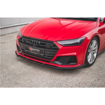 Maxton - Lame Du Pare-Chocs Avant V.2 Audi A7 S-Line C8 / S7 C8 / C8 Facelift / S7 Facelift Noir Brillant