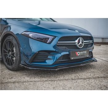 Maxton - Lame Du Pare-Chocs Avant V.2 Mercedes A35 AMG Aero W177 Noir Brillant