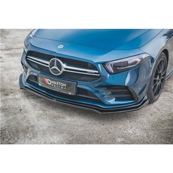 Maxton - Lame Du Pare-Chocs Avant V.2 Mercedes A35 AMG Aero W177 Noir Brillant