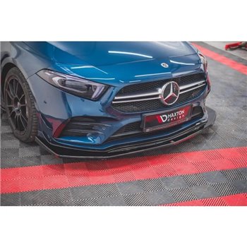 Maxton - Lame Du Pare-Chocs Avant V.3 Mercedes A35 AMG Aero W177 Noir Brillant