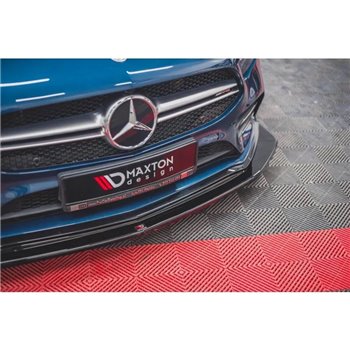 Maxton - Lame Du Pare-Chocs Avant V.3 Mercedes A35 AMG Aero W177 Noir Brillant