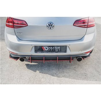 Maxton - Sport Durabilité Lame Du Pare Chocs Arriere V.2 VW Golf 7 GTI Rouge