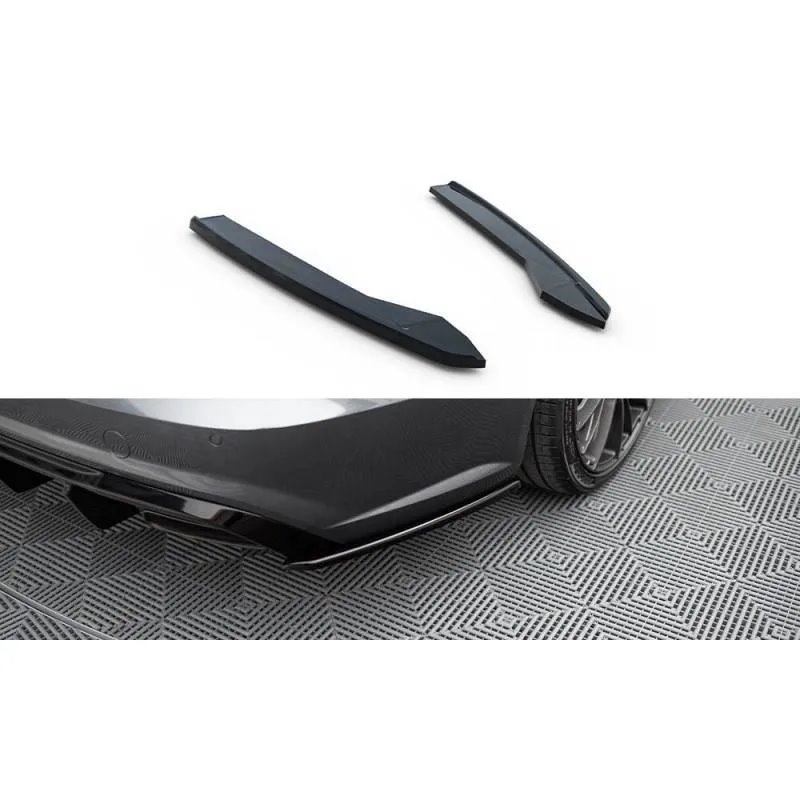 Maxton - Lames De Pare-Chocs Arrière Latérales V.2 Audi S6 / A6 S-Line / A6 C7 FL Noir Brillant