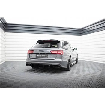 Maxton - Lames De Pare-Chocs Arrière Latérales V.2 Audi S6 / A6 S-Line / A6 C7 FL Noir Brillant