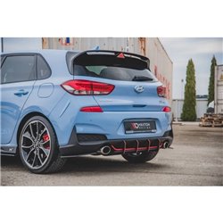 Maxton - Street Pro Central Diffuseur Arriere V.1 Hyundai I30 N Mk3 Hatchback Noir-Rouge
