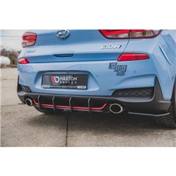 Maxton - Street Pro Central Diffuseur Arriere V.1 Hyundai I30 N Mk3 Hatchback Noir-Rouge
