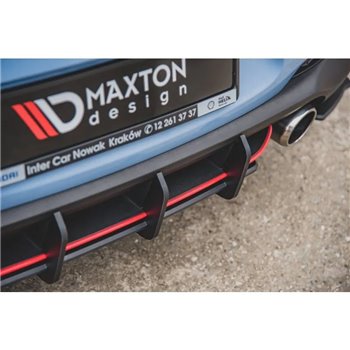 Maxton - Street Pro Central Diffuseur Arriere V.1 Hyundai I30 N Mk3 Hatchback Noir-Rouge