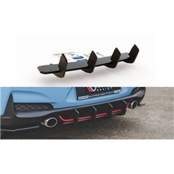 Maxton - Street Pro Central Diffuseur Arriere V.2 Hyundai I30 N Mk3 Hatchback Noir-Rouge