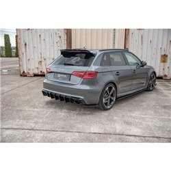 Maxton - Lames De Pare-Chocs Arrière Latérales V.2 Audi RS3 8V Sportback Noir Brillant